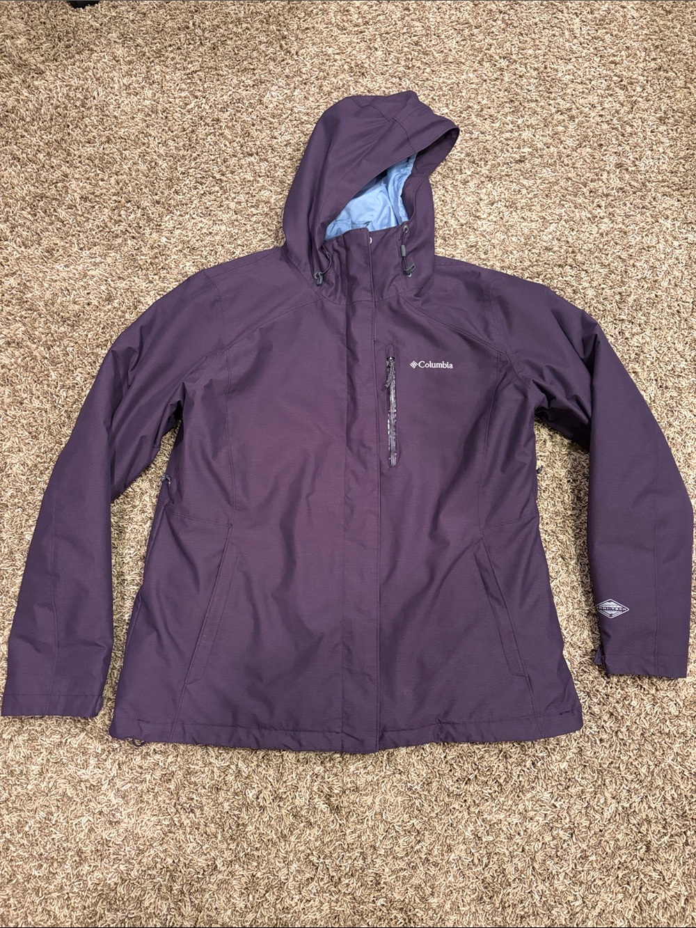 Columbia Winter Coat w/ removable jacket, Omni-Tech & Omni-Heat, dark purple